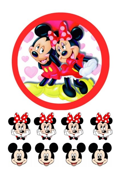 Mickey Mouse & Minnie Mouse Resimli Yenilebilir Şeker Kağıt Pasta Ve Kurabiye Baskısı