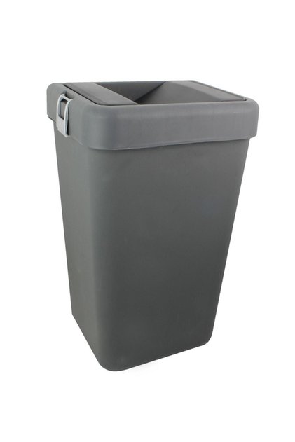 Motek 40 Litre Hassas Kapaklı Tek Gözlü Çöp Kovası Gri