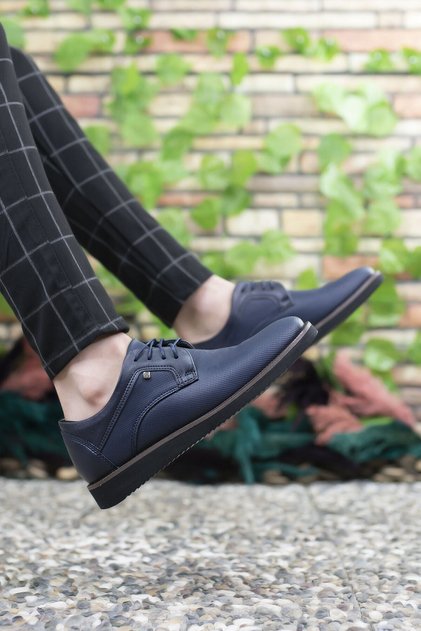 Men's Navy Blue Printed Casual Shoes0012192