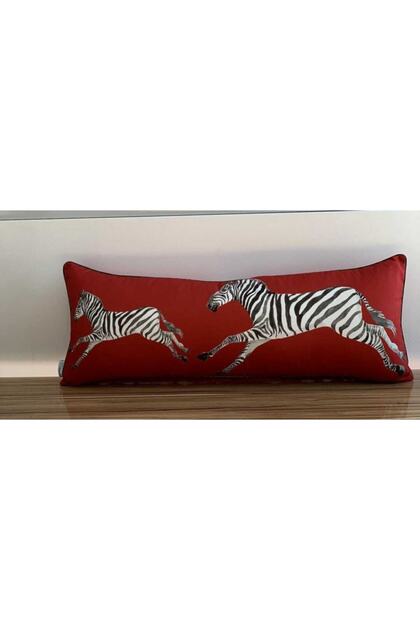E712 Zebra Patterned Throw Pillow Cover with Bias on the Edges and Double Sides
