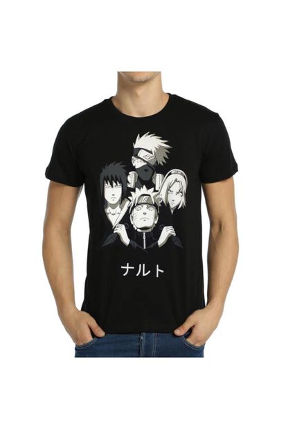 Bant Giyim Naruto Kakashi Sasuke Sakura Siyah Erkek Tişört - 1
