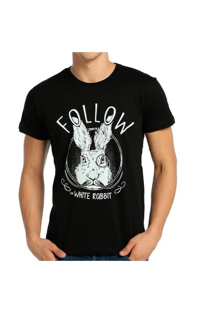 - White Rabbit Rabbit Black Men's T-Shirt T-Shirt