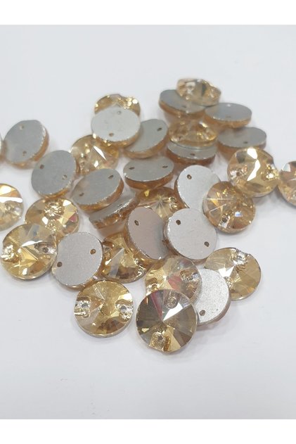 Crystal Strut Stone - 12mm Round Gold (50PCS)
