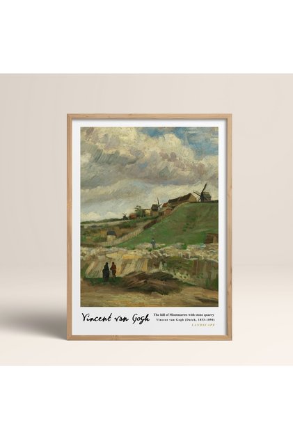 لوحة فنسنت فان جوخ مؤطرة 30 × 40 سم 40 × 60 سم 50 × 70 سم أسود أبيض مع إطار خشبي Vangogh06
