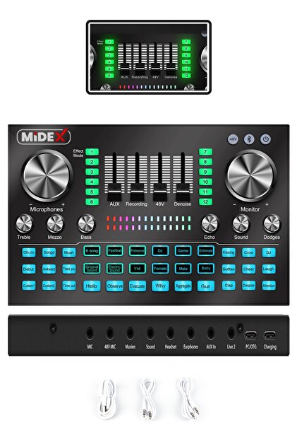 Midex Vs20 Üst Seviye Stüdyo Kayıt Canlı Yayın Şarjlı Ses Kartı