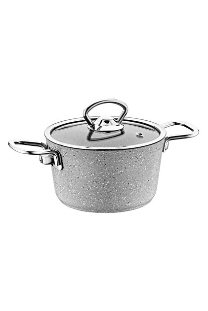 3111 2 Parça Bio Granit Mini Tencere 16x8,5 Cm Gri