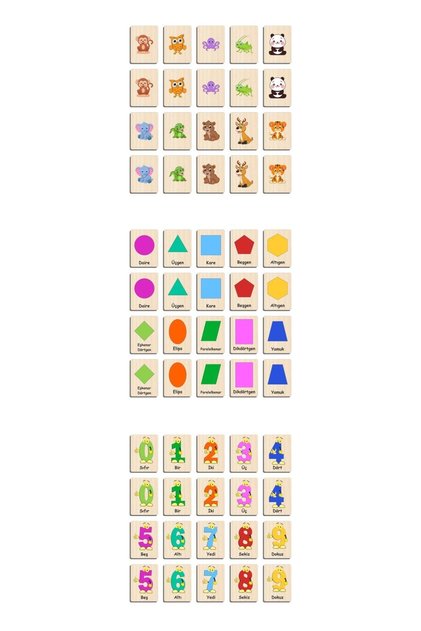 Wooden Puzzle Intelligence Cards Matching Game Memory Card Puzzle Set of 3