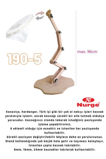 Ayarlanabilir Nakış Masa Standı Kanaviçe Standı Nakış Kasnağı Tutacağı Doğal Ahşap