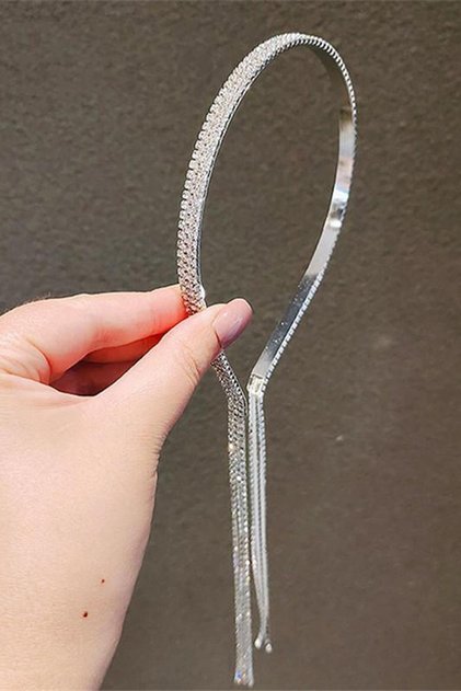 Kadın Özel Seri Kristal Taşlı Sallantılı Taç Saç Bandı