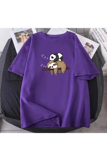 Plus Size Women's Panda Koala Printed Oversize T-shirt