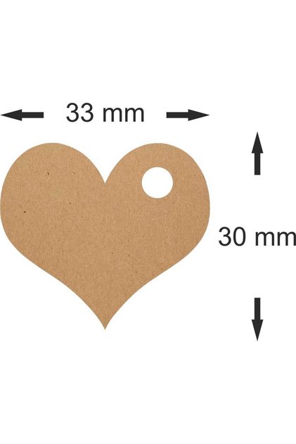 100Pcs 3Cm Kraft Non-Adhesive Perforated Heart Shaped Sticker For Gift Packing Party Favors Craft