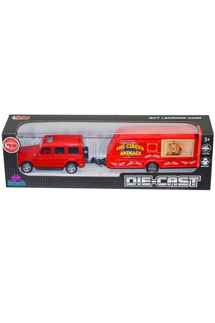 Die-cast Çek Bırak Metal Araba Ve Hayvan Taşıma Karavan Seti