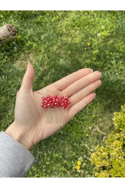 Red Mini 4 Cm Comb Buckle Hair Accessory