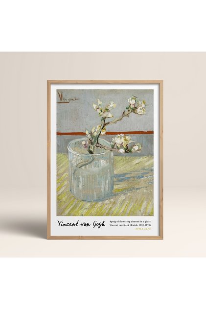 Framed Vincent Van Gogh Painting 30X40Cm 40X60Cm 50X70Cm Black and White Wooden Framed Vangogh023