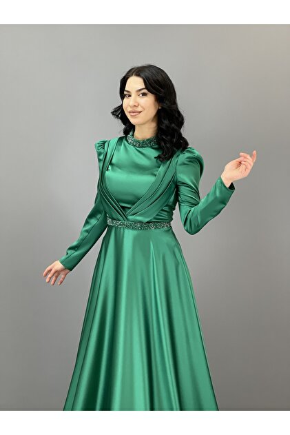 Favella Hijab Satin Evening Dress- Trendyol
