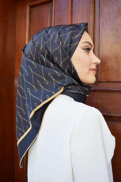 Basic Kreasyon Twill Eşarp Siyah-altın
