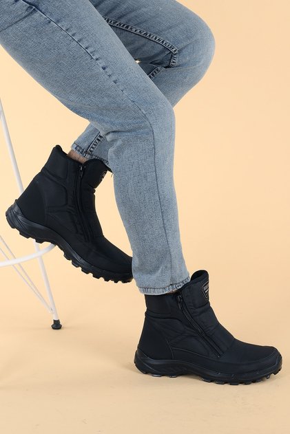 Men's Black Atlantis Leather Waterproof Snow Boots M1241