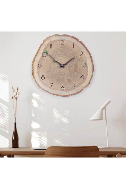 Dekoratif Ağaç Gövdesi Kütük Şeklinde 40 Cm Duvar Saati