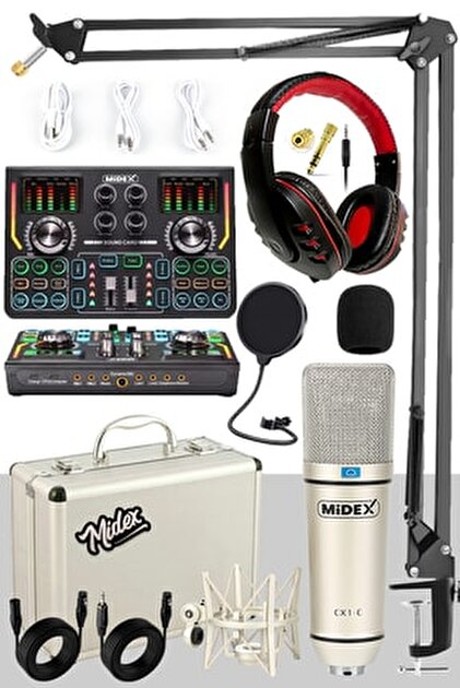 Midex Cx1 Diamond Set Efektli Ses Kartı Mikrofon Kulaklık Stand