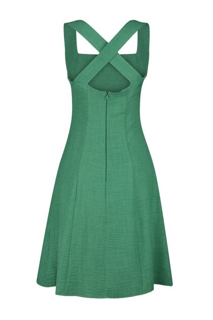 Trendyol Collection Khaki A-Cut Square Collar Mini Woven Dress  TWOSS23EL01549- Trendyol