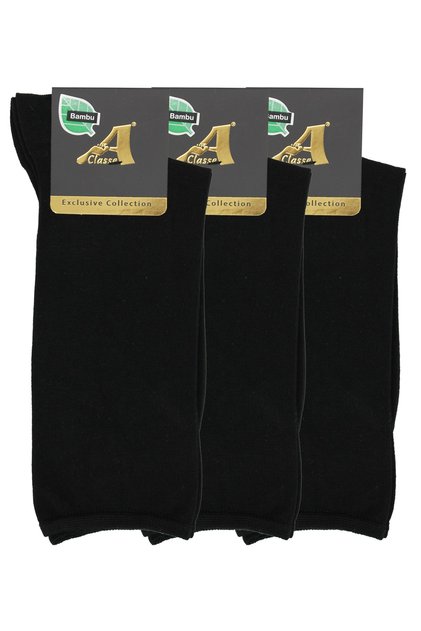 Pack of 3 Elasticless Thin Bamboo Black Men's Socks (Seamless Toe)