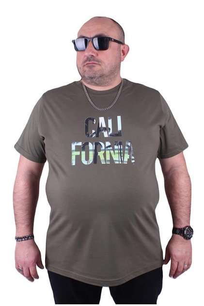 Plus Size Men's Crew Neck T-Shirt California 23120 Khaki