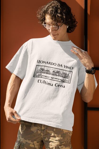SAPEur Leonardo Da Vinci S/S Tee［YOUTH] Adrift Leonardo Da Vinci Unisex Oversize White T-shirt - Last