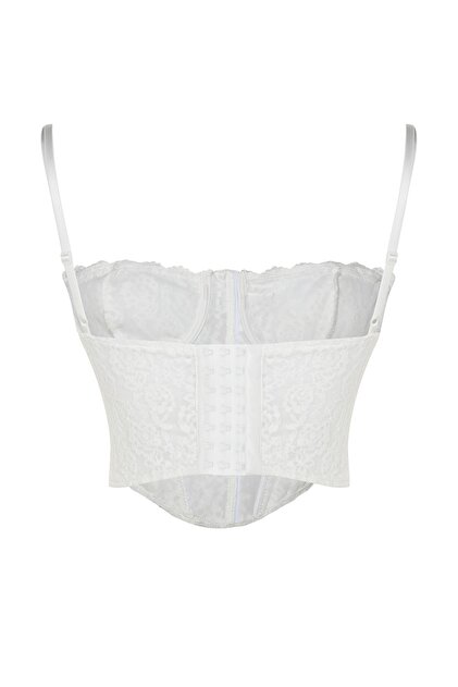 Trendyol Collection Ecru Cropped Lined Corset Detailed Agrafla