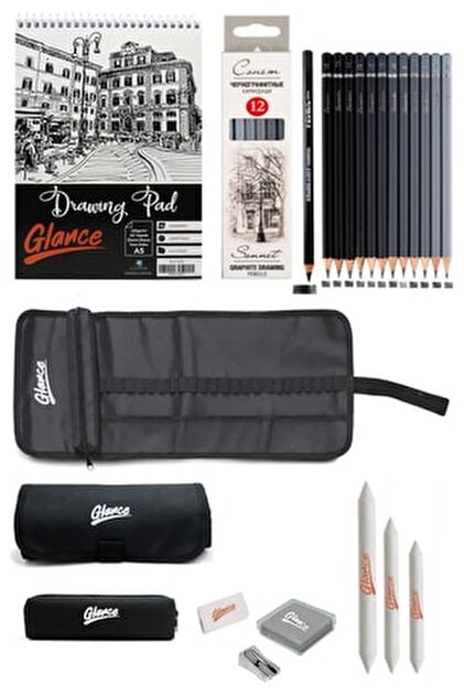 Bigpoint Kalem Dereceli Resim Teknik Çizim Karakalem Metal Kutu 12