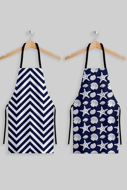 Marine Pattern Kitchen Apron Set of 2