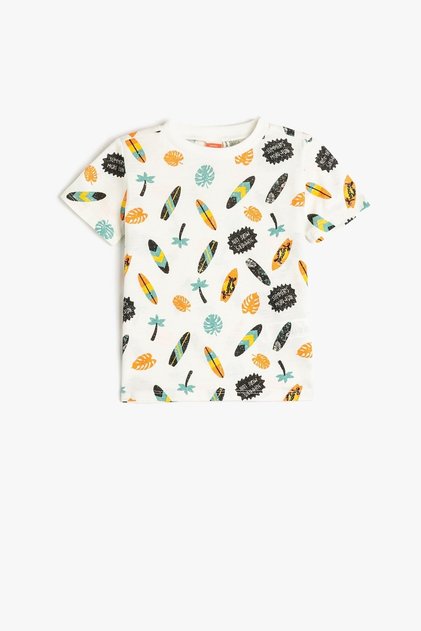 Baby Boy Short Sleeve Round Neck Printed T-Shirt 3smb10163tk