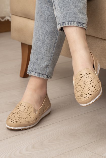 Orthopedic Daily Soft Women's Skin Perforated Ballerina Shoes