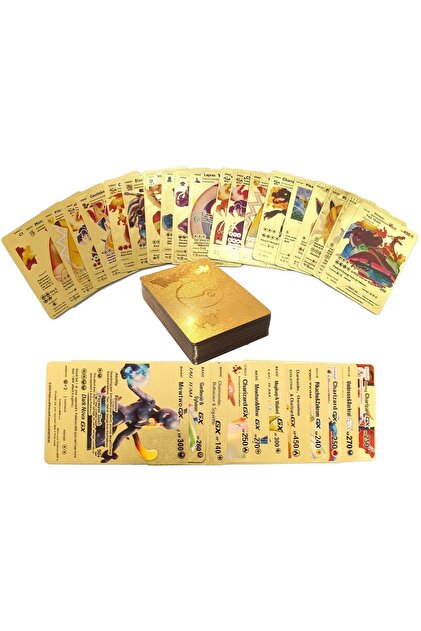 pokemon gold card set Unyks Star Pokémon Card Game – 55 Gold Foil Cards Pack | Includes VMAX, GX,  V-Star, EX | Rare & Common | High HP | Collector & Kids Gift Set main image 0