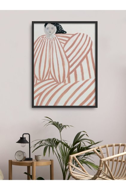 Single Framed Sad Woman Silhouette Painting 30X40 cm 40X60 cm Black and White Wooden Frame Tk0/35