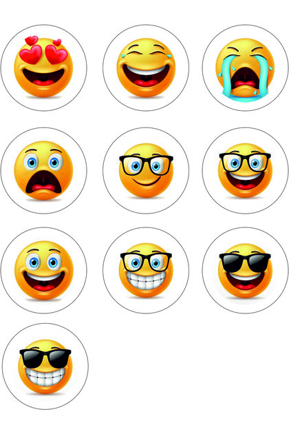 zero baskı Buton Rozet Gülen Yüz Emoji Temalı 10 Adet Farklı Emoji
