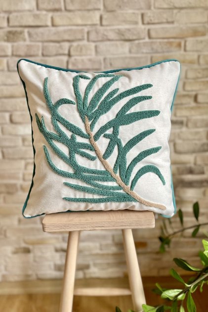 Home Design Punch Embroidered Decorative Linen Throw Pillow Cover