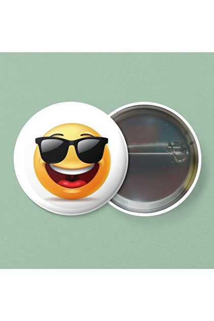zero baskı Buton Rozet Gülen Yüz Emoji Temalı 10 Adet Farklı Emoji