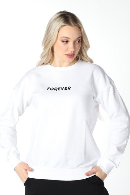 Women's Printed Sweat White