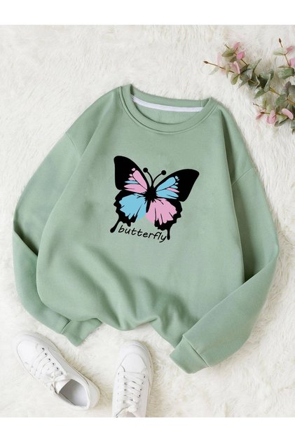 طاقم الرقبة الفراشة الجديدة المطبوعة الفتيات / الأولاد Sweatsihrt