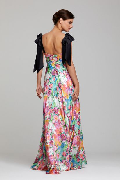 RENGIN Göğsü Büzgülü Çiçek Desenli Elbise - 2