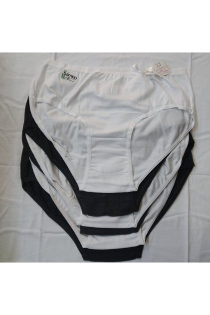 6 Pieces 3 black 3 White Bamboo Women's Bikini Panties
