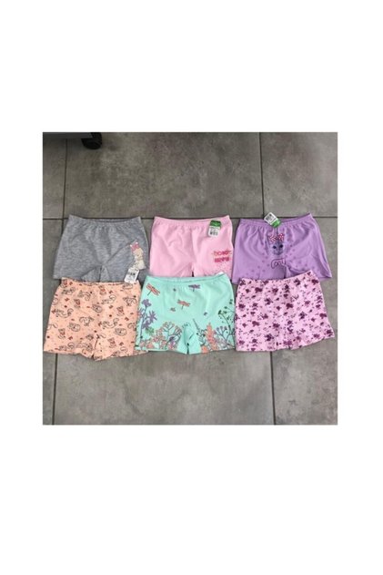 Cotton Patterned 13 14 Years Old Girl's Set of 6 Boxer Shorts