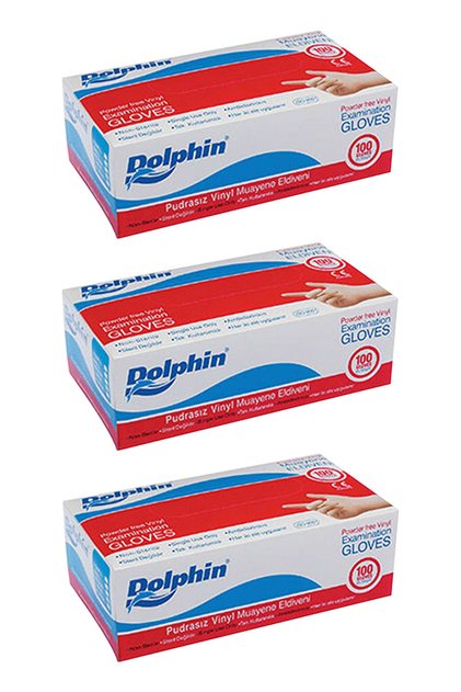 Beyaz Vinil Eldiven Pudrasız (l) 100lü Paket 3 Adet