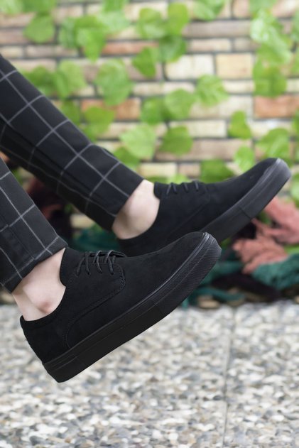 Black Black Suede Men's Sneakers0012365