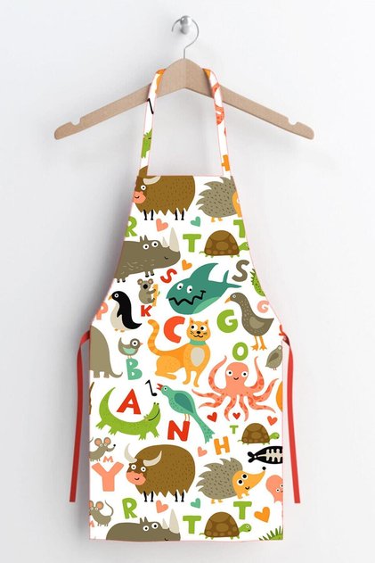 Unisex Children's White Letter Kindergarten Apron