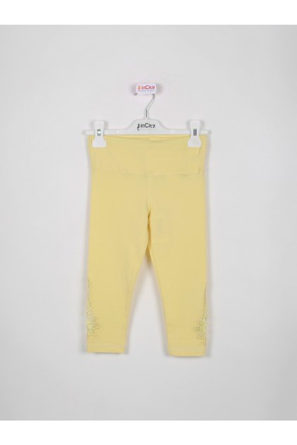 Girl's Yellow Tights with Lace Detail