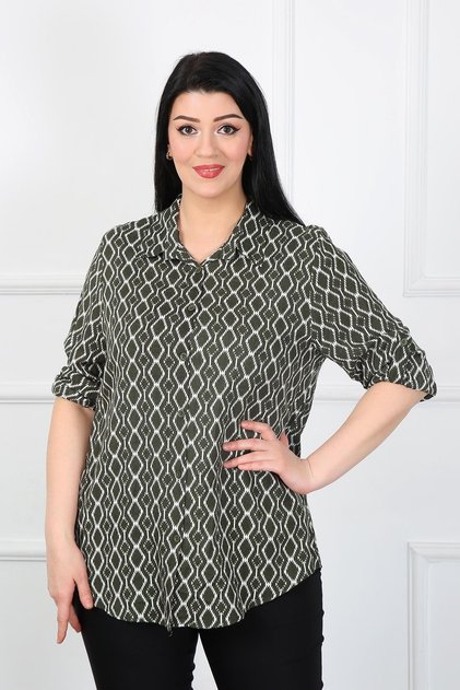 Women's Khaki Baklava Slice Cotton Viscose Shirt