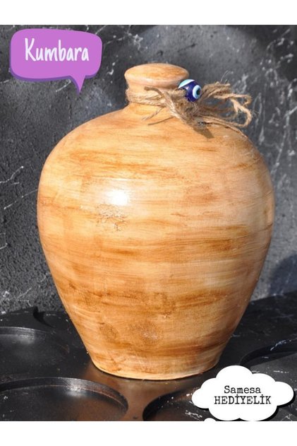 Topraktan Çömlek- Büyük Boy Boyalı Toprak Kumbara (30 Cm) - Sabır Kumbarası