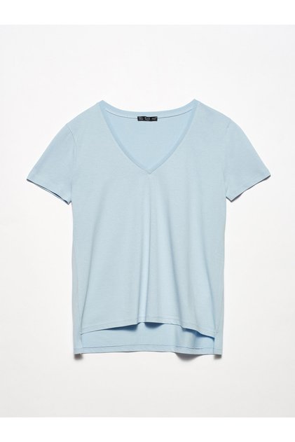 Γυναικείο μπλουζάκι Baby Blue με V λαιμόκοψη Basic 101A03470