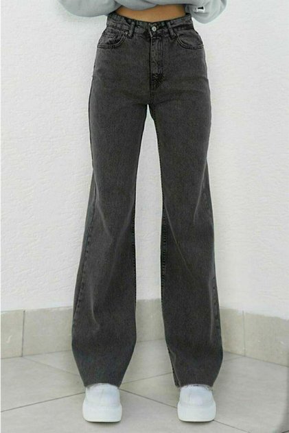 Pena Smoked Lycra Wide Leg Jeans Casual Wide Leg Denim Trousers